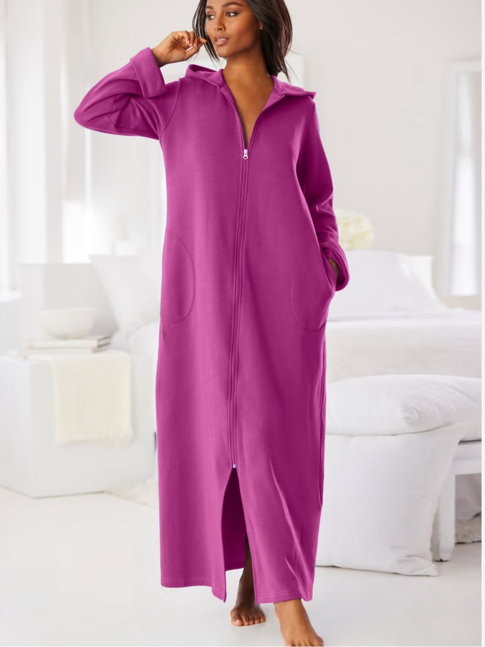 Easy Essentials Hooded Zip Front Robe